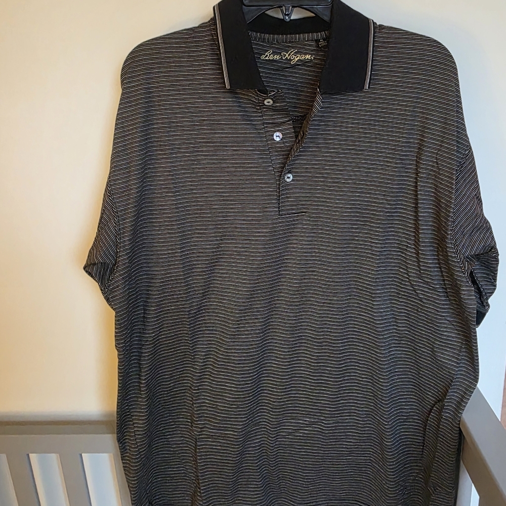 Ben Hogan Striped Black And White Mens Short Sleeved Cotton Polo Shirt Size M